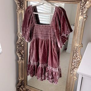 Free People Dried Currant Velvet Easy To Love Mini Dress Size M